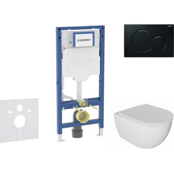 Geberit Duofix - Set předstěnové instalace, klozetu Oudee a sedátka softclose, tlačítko Sigma01, černá SANI11CA5133B