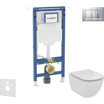 Geberit Duofix - Set předstěnové instalace, klozetu a sedátka Ideal Standard Tesi, tlačítka Sigma20, chrom mat/chrom SANI11CD2108