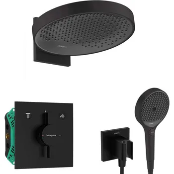 Hansgrohe - Sprchový set s baterií pod omítku, s tělesem, průměr 36 cm, 3 proudy, matná černá SANI21HHH409