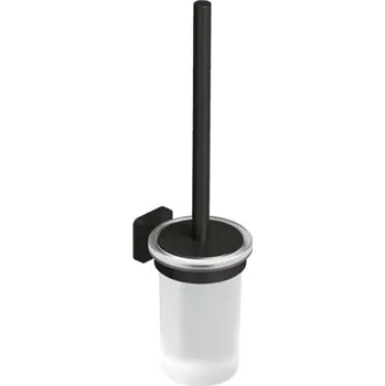 WC štětka Kludi Vela S - WC štětka nástěnná s držákem, sklo/broušený Gunmetal 25974N2