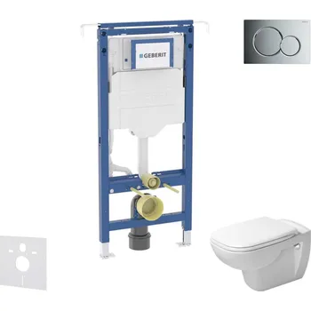 Geberit Duofix - Set předstěnové instalace, klozetu a sedátka Duravit D-Code, tlačítka Sigma01, Rimless, SoftClose, lesklý chrom SANI11CP1100