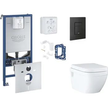 Grohe Rapid SLX - Set předstěnové instalace, klozetu, sedátka SoftClose, tlačítka Even a sady pro vhazování tablet, phantom black SANI11BB5129