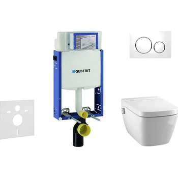 Geberit Kombifix - Modul pro závěsné WC s tlačítkem Sigma20, bílá/lesklý chrom + Tece One - sprchovací toaleta a sedátko, Rimless, SoftClose 110.302.00.5 NT4