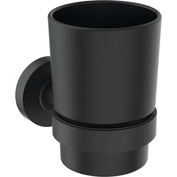 Držák na kartáček Ideal Standard IOM - Držák kartáčků a pasty, černé satinované sklo/hedvábná černá A7928XG