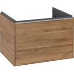 Villeroy & Boch Subway 3.0 - Umyvadlová skříňka s LED osvětlením, 62x43x48 cm, 1 zásuvka, Oak Kansas/lesklý hliník C575L0RH
