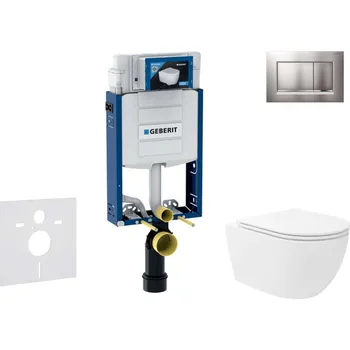 WC sada Geberit Kombifix - Set předstěnové instalace, klozetu Oudee Vortex a sedátka softclose, tlačítko Sigma20, lakovaný chrom mat/chrom SANI15CA1136