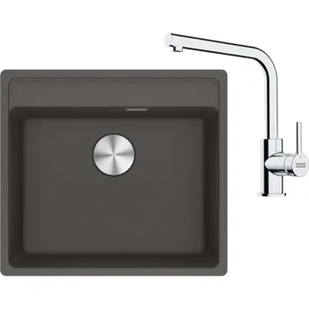Granitový dřez Franke Sety - Kuchyňský set G255ŠB, fragranitový dřez MRG 610-52 RTL a baterie FS 3230.031, šedá břidlice/chrom 114.0720.182