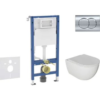 WC sada Geberit Duofix - Set předstěnové instalace, klozetu Oudee a sedátka softclose, tlačítko Delta01, lesklý chrom SANI11CA1124B