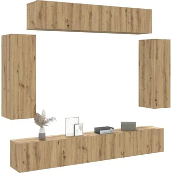Obývací stěna vidaXL 6dílný set TV skříněk dřevotříska [3078699] Barva: dub artisan
