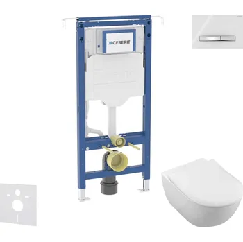Geberit Duofix - Set předstěnové instalace, klozetu a sedátka Villeroy Boch, tlačítka Sigma50, DirectFlush, SoftClose, CeramicPlus, alpská bílá SANI11CK3117