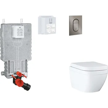 Grohe Uniset - Set předstěnové instalace, klozetu, sedátka SoftClose a tlačítka Arena Cosmopolitan S, Triple Vortex, kartáčovaný Hard Graphite SANI15BB5106