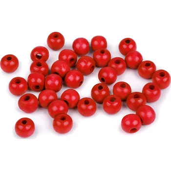 Korálek Dřevěné korálky Ø10 mm Varianta: 1 červená rumělka, Balení: 20 g
