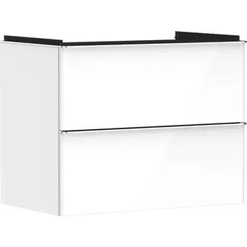 Koupelnový nábytek Hansgrohe Xelu Q - Umyvadlová skříňka, 63x78x50 cm, 2 zásuvky, lesklá bílá/chrom 54027000