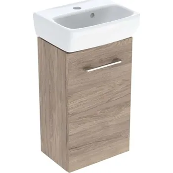 Koupelnový nábytek Geberit Selnova Square - Skříňka s umývátkem, 36x65x25 cm, 1 dvířka, L/P, ořech hickory 502.744.00.1