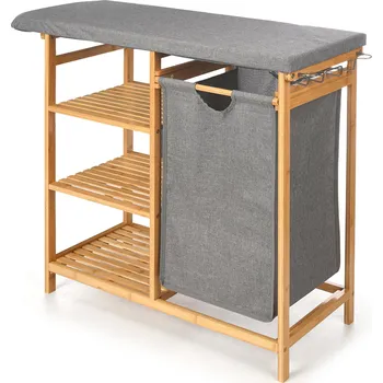Koupelnový nábytek Kipit Bambusová skříňka s žehlicím prknem a košem na prádlo BAMY, 111 x 34 x 82 cm
