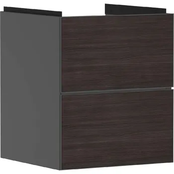 Koupelnový nábytek Hansgrohe Xevolos E - Umyvadlová skříňka 58x48x48 cm, 2 zásuvky, matná šedá/tmavý dub 54174730