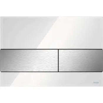 Tece TECEsquare - Ovládání splachování, úprava proti otiskům prstů, bílé sklo/kartáčovaný nerez 9240801