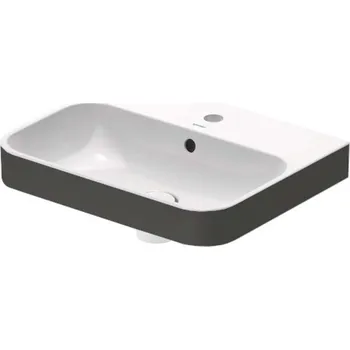 Umyvadlo Duravit Happy D.2 - Umyvadlo na desku 50x40 cm, s přepadem, otvor pro baterii, WonderGliss, bílá/matný antracit 23605061001