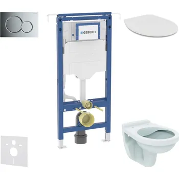 Geberit Duofix - Set předstěnové instalace, klozet Alpha se sedátkem, tlačítko Sigma01, lesklý chrom SANI11CD1104