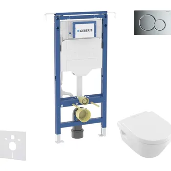 Geberit Duofix - Set předstěnové instalace, klozetu a sedátka Villeroy Boch, tlačítka Sigma01, DirectFlush, SoftClose, CeramicPlus, lesklý chrom SANI11CK1108