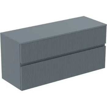 Nábytek Ideal Standard Finesse - Umyvadlová skříňka, 120x44x56 cm, 2 zásuvky, Ribbed Matt ashblue E3421UQ
