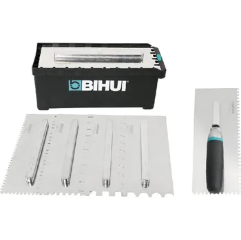 Sada nářadí BIHUI SWITCH 8dílná sada zubových hladítek INOX – výměnná rukojeť v praktickém boxu