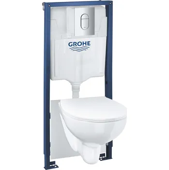 WC sada Grohe Solido - Set předstěnové instalace, klozetu Euro Ceramic a sedátka softclose, tlačítko Arena Cosmopolitan, chrom 39902000