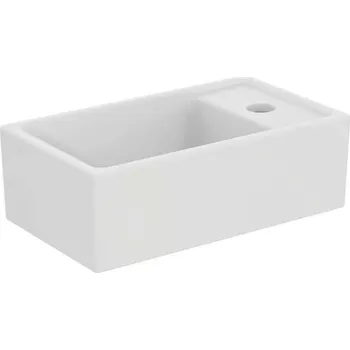 Umyvadlo Ideal Standard Tempo - Umývátko na desku, 37x21 cm, bez přepadu, 1 otvor pro baterii vpravo, bílá E210901