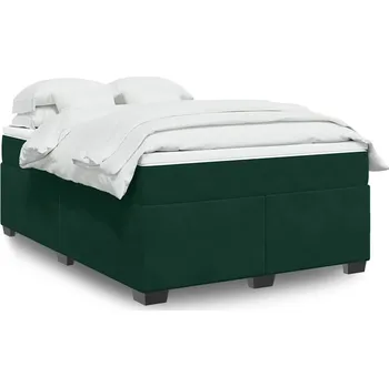 Postel vidaXL Box spring postel s matrací 140x200 cm samet [3285289] Barva: Tmavě zelená