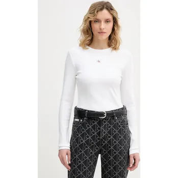 Pánské tričko Tričko s dlouhým rukávem Calvin Klein Jeans LV047E205G bílá 00X, vel. XS