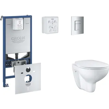 Grohe Rapid SLX - Set předstěnové instalace, klozetu, sedátka SoftClose a tlačítka Skate Cosmopolitan, chrom SANI11BB2101