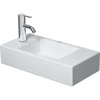 Duravit Vero Air - Umývátko 50x25 cm, bez přepadu, otvor pro baterii vlevo, WonderGliss, bílá 07245000091