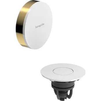 Sifon Hansgrohe Flexaplus - Vrchní sada k vanové odtokové a přepadové soupravě s napouštěním, Push-Open, leštěný vzhled zlata/vysoce lesklá bílá 58187990