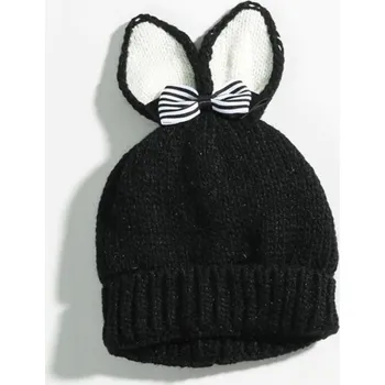 Pokrývka hlavy Dětská zimní čepice s oušky a mašlí J3030 černá