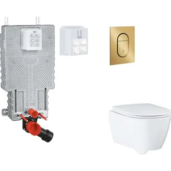 Grohe Uniset - Set předstěnové instalace, klozetu, sedátka SoftClose a tlačítka Arena Cosmopolitan S, kartáčovaný Cool Sunrise SANI15BB4119