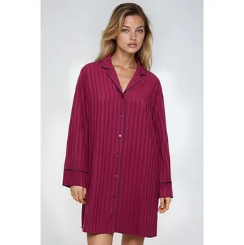 Dámské noční prádlo Propínací noční košile Amourette Jacquard NDW vínová 3XL