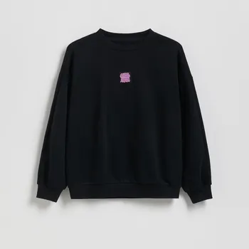 Dětská móda Reserved - Bavlněná oversize mikina - černý - 574HR-99X - 574HR-99X-164