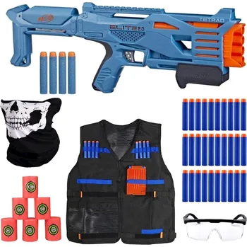 Dětské zboží Hasbro Nerf Elite 2.0 Tetrad QS-4 F5026 + terče + 30 šipek + Bandana + brýle + vesta