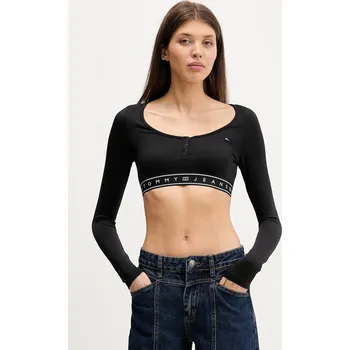 Pánské oblečení Tričko s dlouhým rukávem Tommy Jeans DW0DW22538 černá 99X, vel. XS