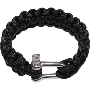 Vybavení pro přežití MFH Náramek PARACORD kov.přezka ČERNÝ M ČERNÁ - BLACK