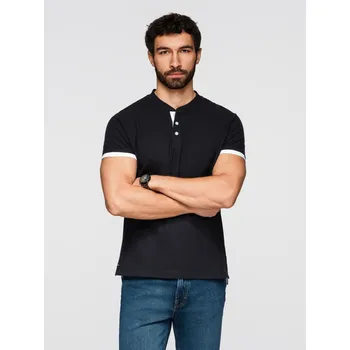 Pánské oblečení Pánská polokošile bez límečku - černá V8 OM-TSCT-0156 - S