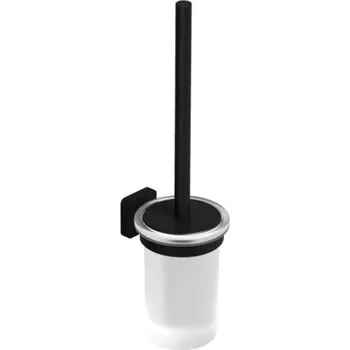 WC štětka Kludi Vela S - WC štětka nástěnná s držákem, sklo/matná černá 2597439