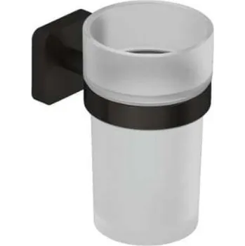 Držák na kartáček Kludi Vela S - Držák kartáčků a pasty, sklo/broušený Gunmetal 25975N2