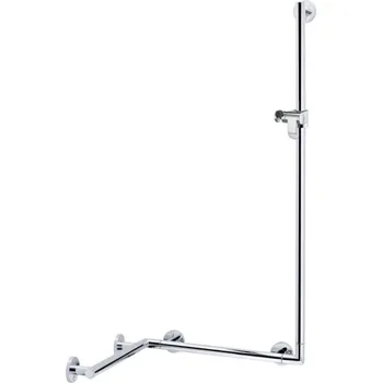 Madlo do koupelny Keuco Plan Care - Madlo se sprchovou tyčí, 88x80 cm, rohové, chrom 34908016611