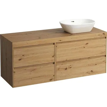 Nábytek Laufen Lani - Umyvadlová skříňka, 58x137x49 cm, 4 zásuvky, výřez vpravo, dub H4065831122671