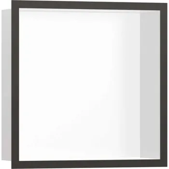 Koupelnový nábytek Hansgrohe XtraStoris Individual - Výklenek do stěny s designovým rámem, 30x30x10 cm, matná bílá/kartáčovaný černý chrom 56099340