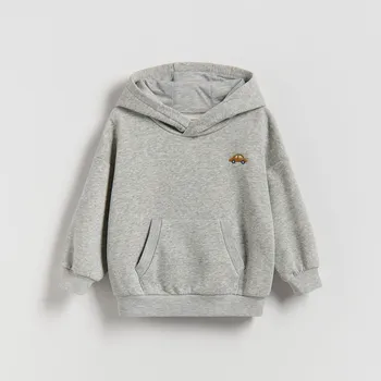 Chlapecká mikina Reserved - Bavlněná mikina s&nbsp;výšivkou - světle šedá - 666HR-09M - 666HR-09M-92