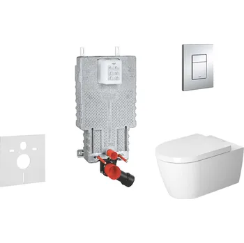 Grohe Uniset - Set předstěnové instalace, klozetu a sedátka ME by Starck, Rimless, SoftClose, tlačítka Skate Cosmo, chrom 38643SET-KM
