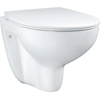 Klozet Grohe Bau Ceramic - Závěsné WC se sedátkem Slim, softclose, rimless, alpská bílá 39899000