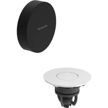 Sifon Hansgrohe Flexaplus - Vrchní sada k vanové odtokové a přepadové soupravě s napouštěním, Push-Open, matná černá/vysoce lesklá bílá 58187670